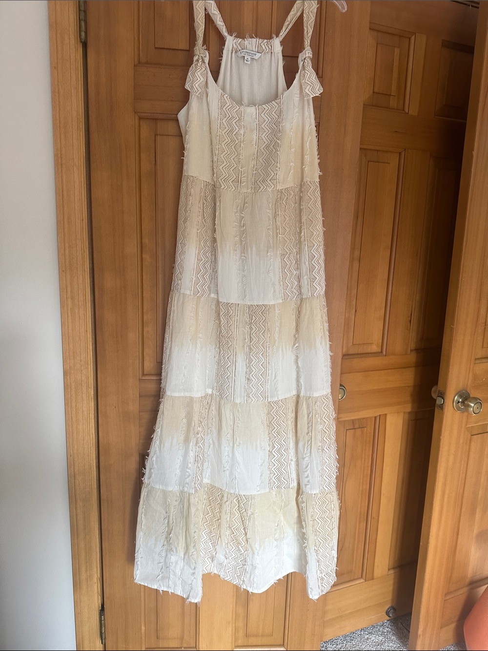 Liverpool chic boho style Maxi Sundress in Cream with Tie Straps